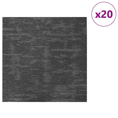 vidaXL Carpet Tile Charcoal Grey 50 x 50 cm 20 pcs PP and Bitumen