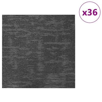 vidaXL Carpet Tile Charcoal Grey 50 x 50 cm 36 pcs PP and Bitumen