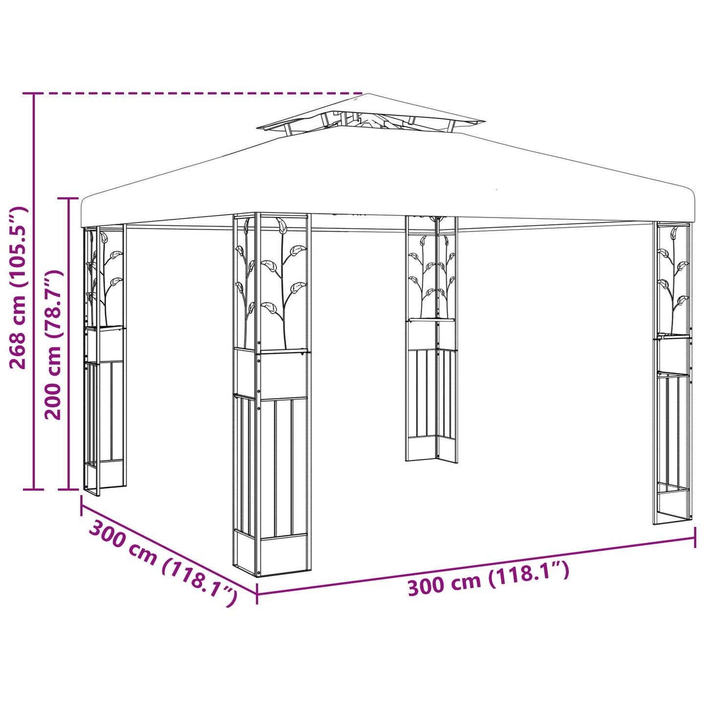vidaXL Gazebo 3 x 3 x 2.68 m Green Polyester and Steel