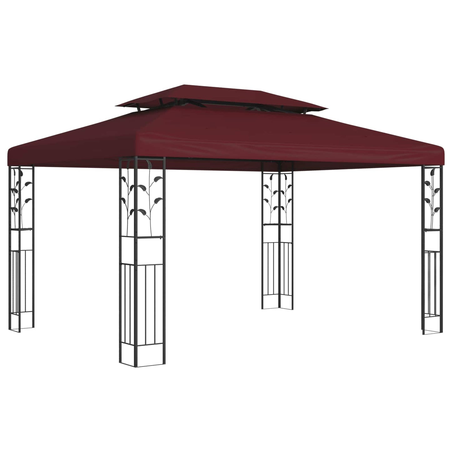 vidaXL Gazebo 3.97 x 2.96 x 2.68 m Wine Red Polyester and Steel