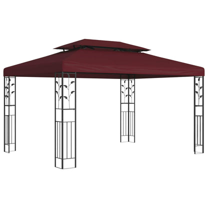 vidaXL Gazebo 3.97 x 2.96 x 2.68 m Wine Red Polyester and Steel
