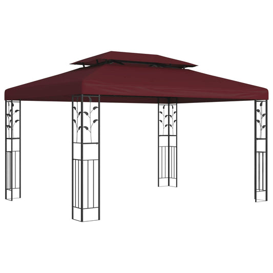 vidaXL Gazebo 3.97 x 2.96 x 2.68 m Wine Red Polyester and Steel