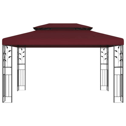 vidaXL Gazebo 3.97 x 2.96 x 2.68 m Wine Red Polyester and Steel