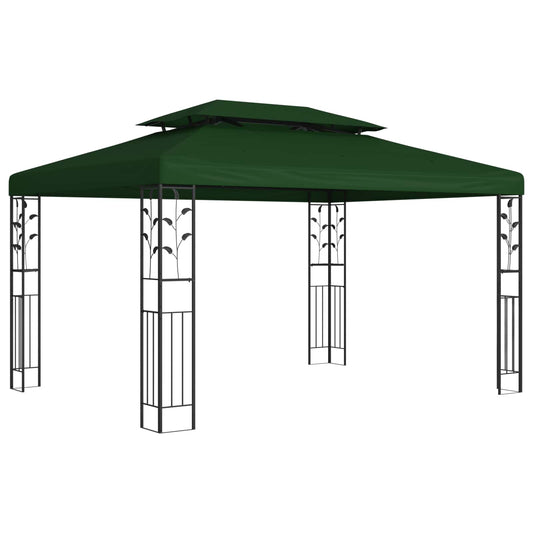 vidaXL Gazebo 3.97 x 2.96 x 2.68 m Green Polyester and Steel