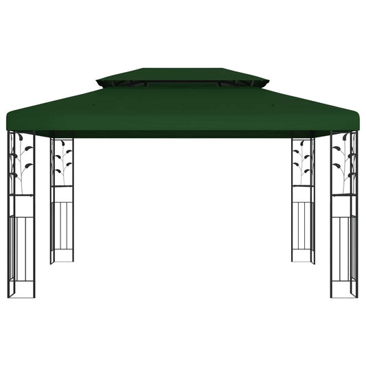 vidaXL Gazebo 3.97 x 2.96 x 2.68 m Green Polyester and Steel