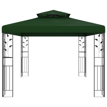 vidaXL Gazebo 3.97 x 2.96 x 2.68 m Green Polyester and Steel
