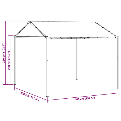 vidaXL Gazebo 4 x 4 x 2.6 m Taupe Polyester and Steel