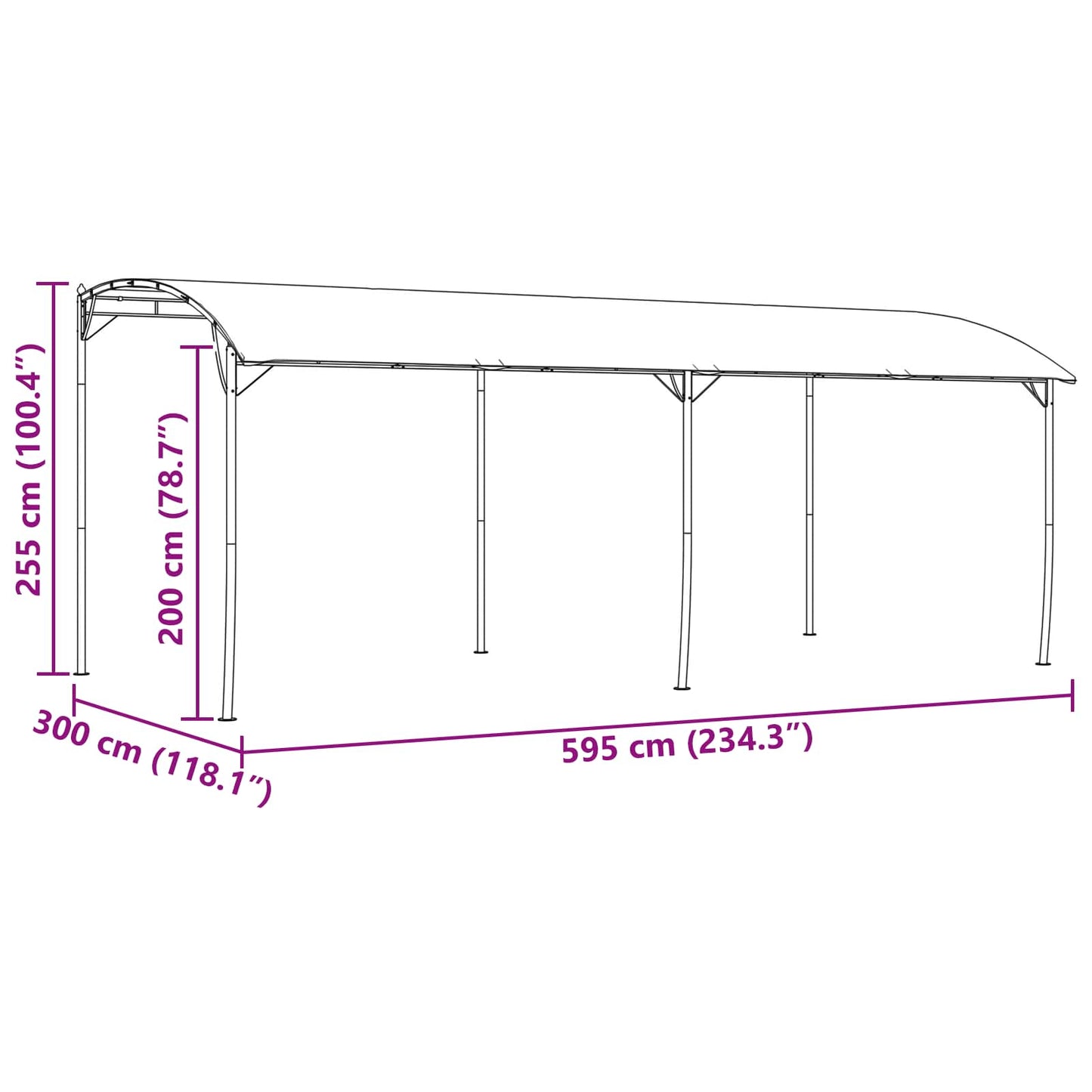 vidaXL Gazebo 6 x 3 x 2.55 m Green Powder-Coated Steel and Fabric