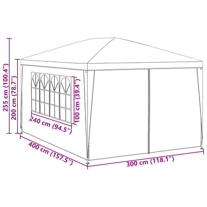 vidaXL Party Tent 400 x 300 x 255 cm Red PE and Steel