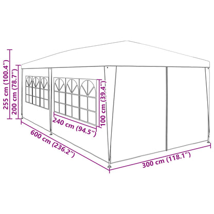vidaXL Party Tent 600 x 300 x 255 cm Red PE and Steel