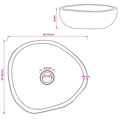 vidaXL Basin Oval Grey (32-37) x (27-30) x 12 cm Riverstone