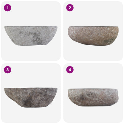 vidaXL Basin Oval Grey (32-37) x (27-30) x 12 cm Riverstone
