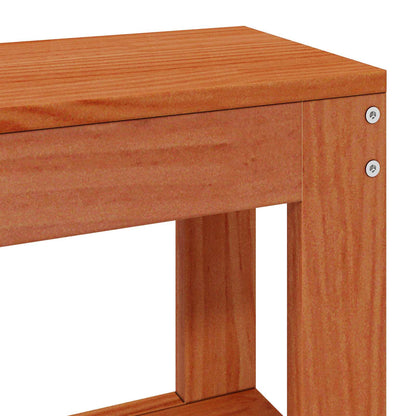 vidaXL Bed Frame with Headboard with Storage Wax Brown Solid Pine Wood