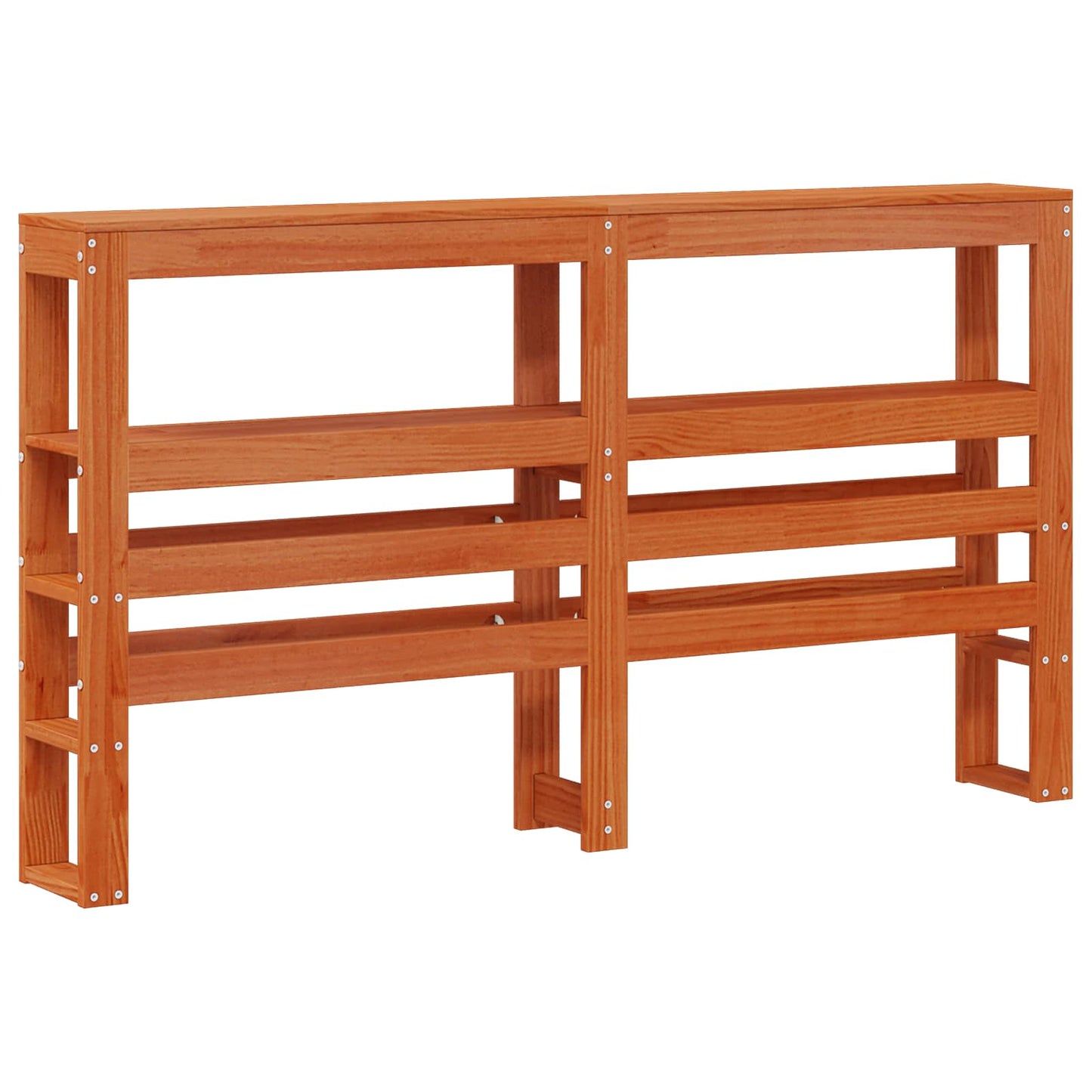 vidaXL Bed Frame with Headboard with Storage Wax Brown Solid Pine Wood