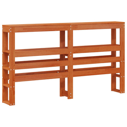 vidaXL Bed Frame with Headboard with Storage Wax Brown Solid Pine Wood