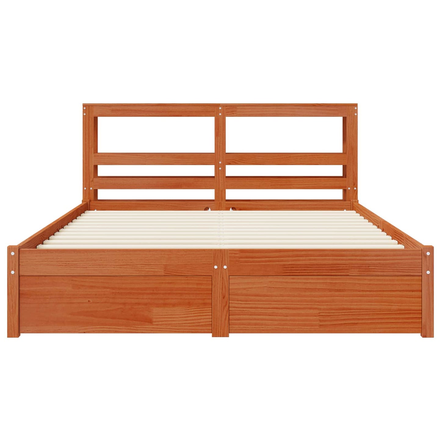 vidaXL Bed Frame with Headboard with Storage Wax Brown Solid Pine Wood