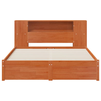 vidaXL Bed Frame with Storage Headboard Wax Brown 140 x 190 cm