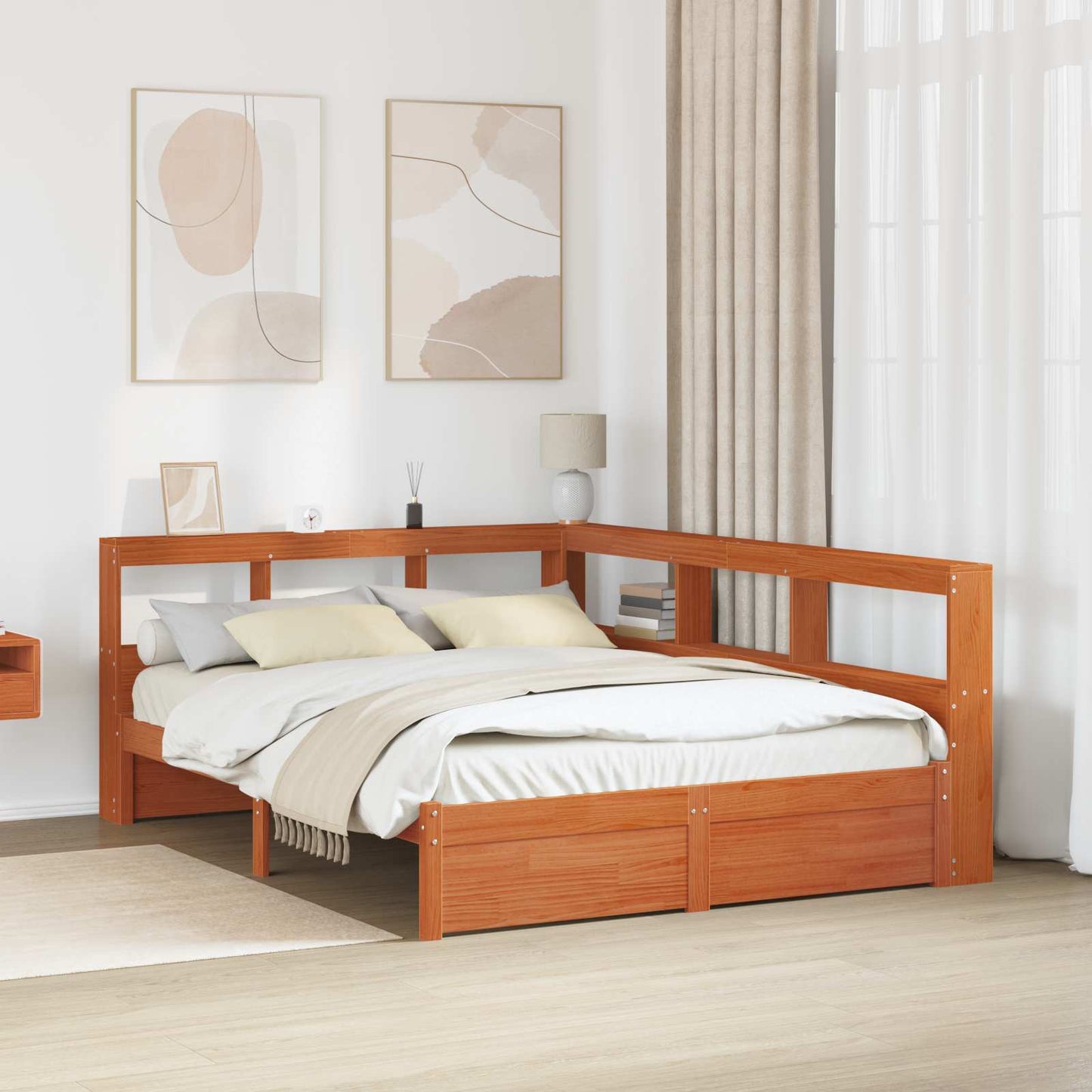 vidaXL Bookcase Bed with Headboard with Storage Solid Pine Wood