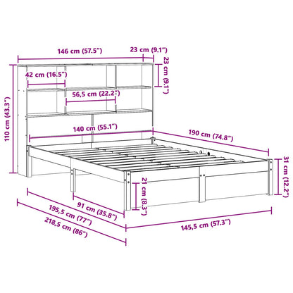 vidaXL Bed Frame with Storage Headboard Wax Brown 140 x 190 cm