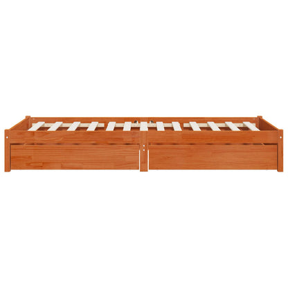 vidaXL Bed Frame with Drawer with Storage 3 pcs Wax Brown Pine Wood
