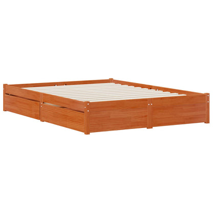 vidaXL Bed Frame with Drawer with Storage Solid Pine Wood
