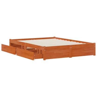 vidaXL Bed Frame with Drawer with Storage Solid Pine Wood
