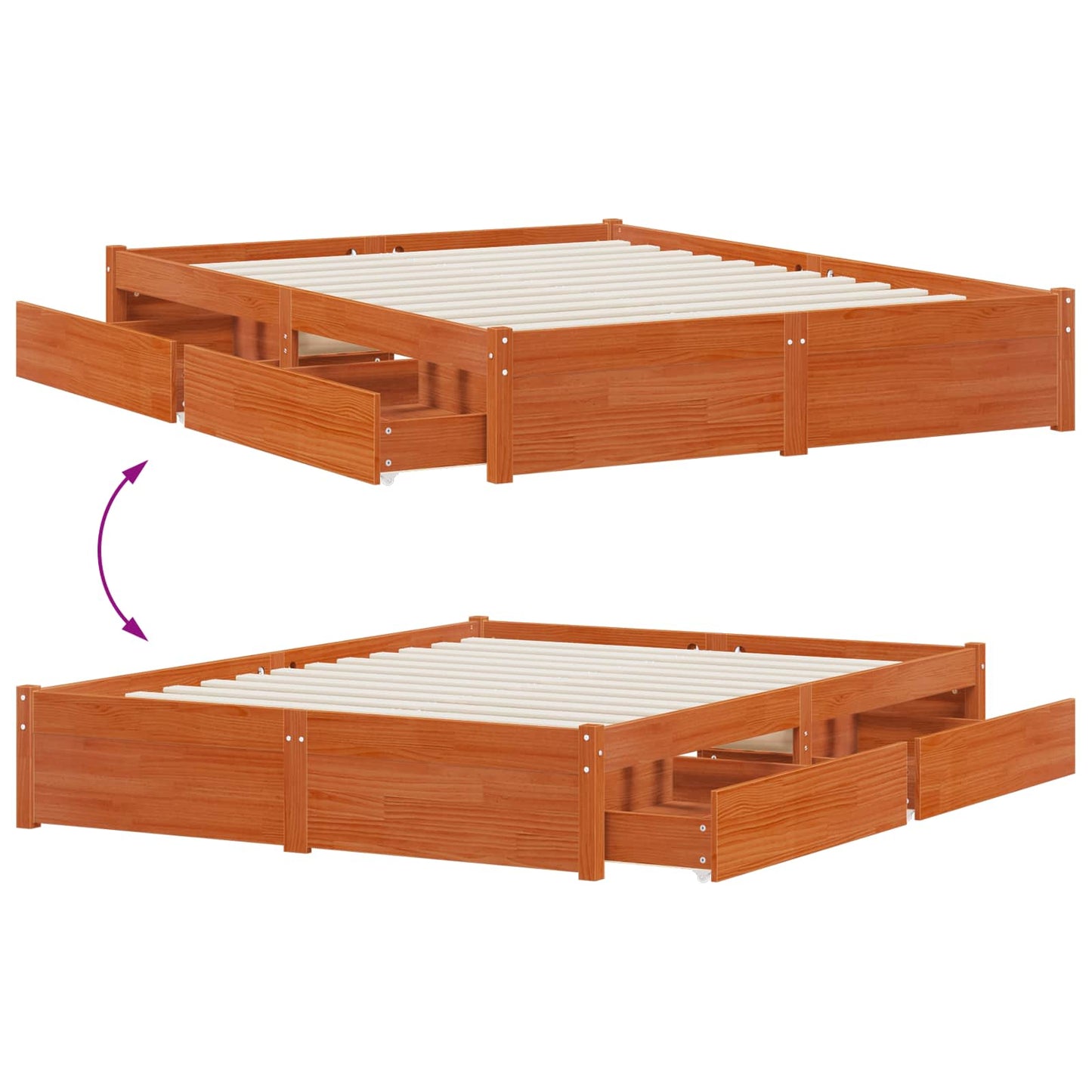 vidaXL Bed Frame with Drawer with Storage Solid Pine Wood