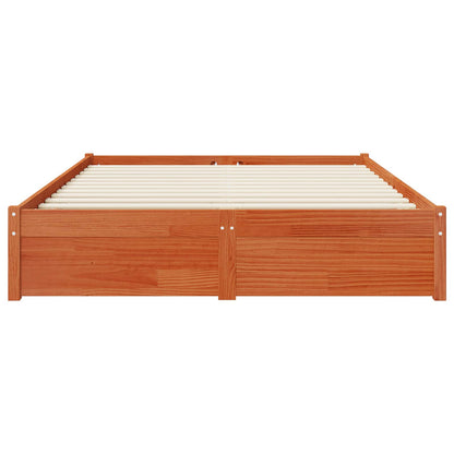 vidaXL Bed Frame with Drawer with Storage Wax Brown Solid Pine Wood