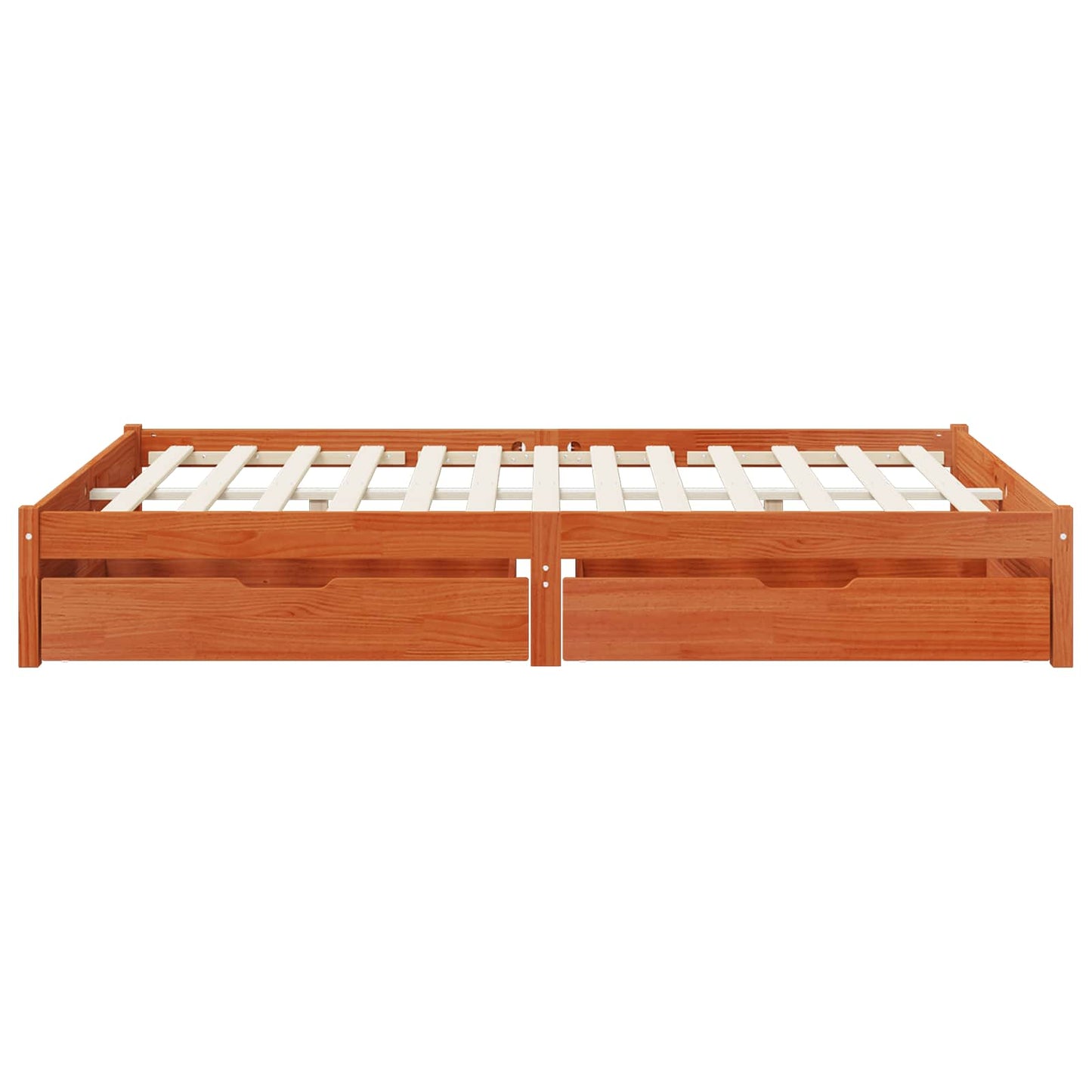 vidaXL Bed Frame with Drawer with Storage Wax Brown Solid Pine Wood