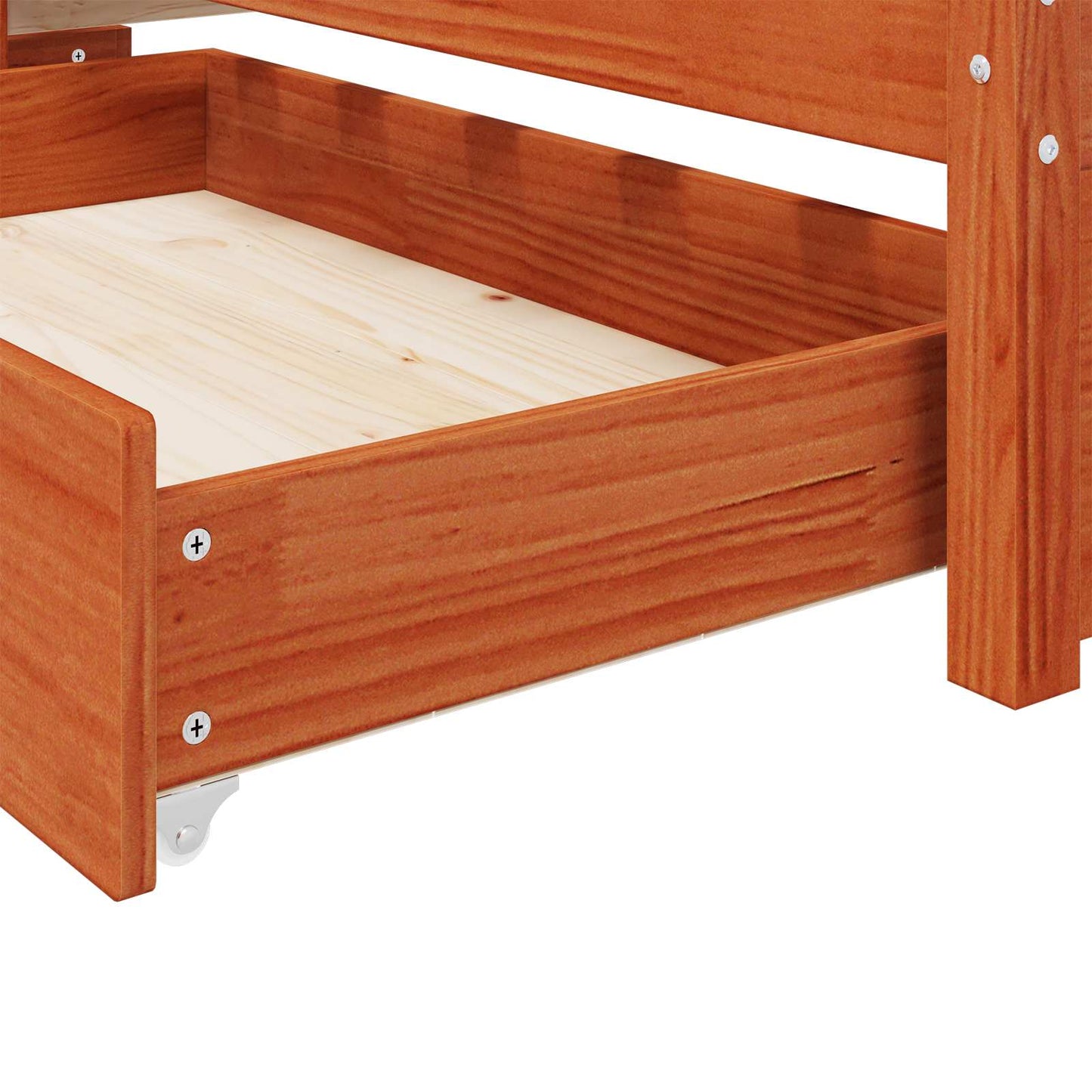 vidaXL Bed Frame with Drawer with Storage Wax Brown Solid Pine Wood