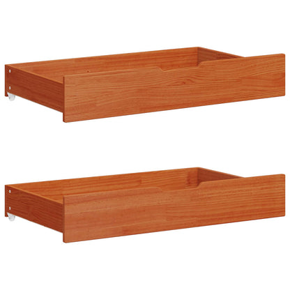 vidaXL Bed Frame with Drawer with Storage Wax Brown Solid Pine Wood