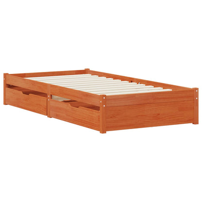 vidaXL Bed Frame with Drawer with Storage Wax Brown Solid Pine Wood