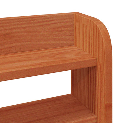 vidaXL Bed Frame with Headboard with Storage Wax Brown Solid Pine Wood