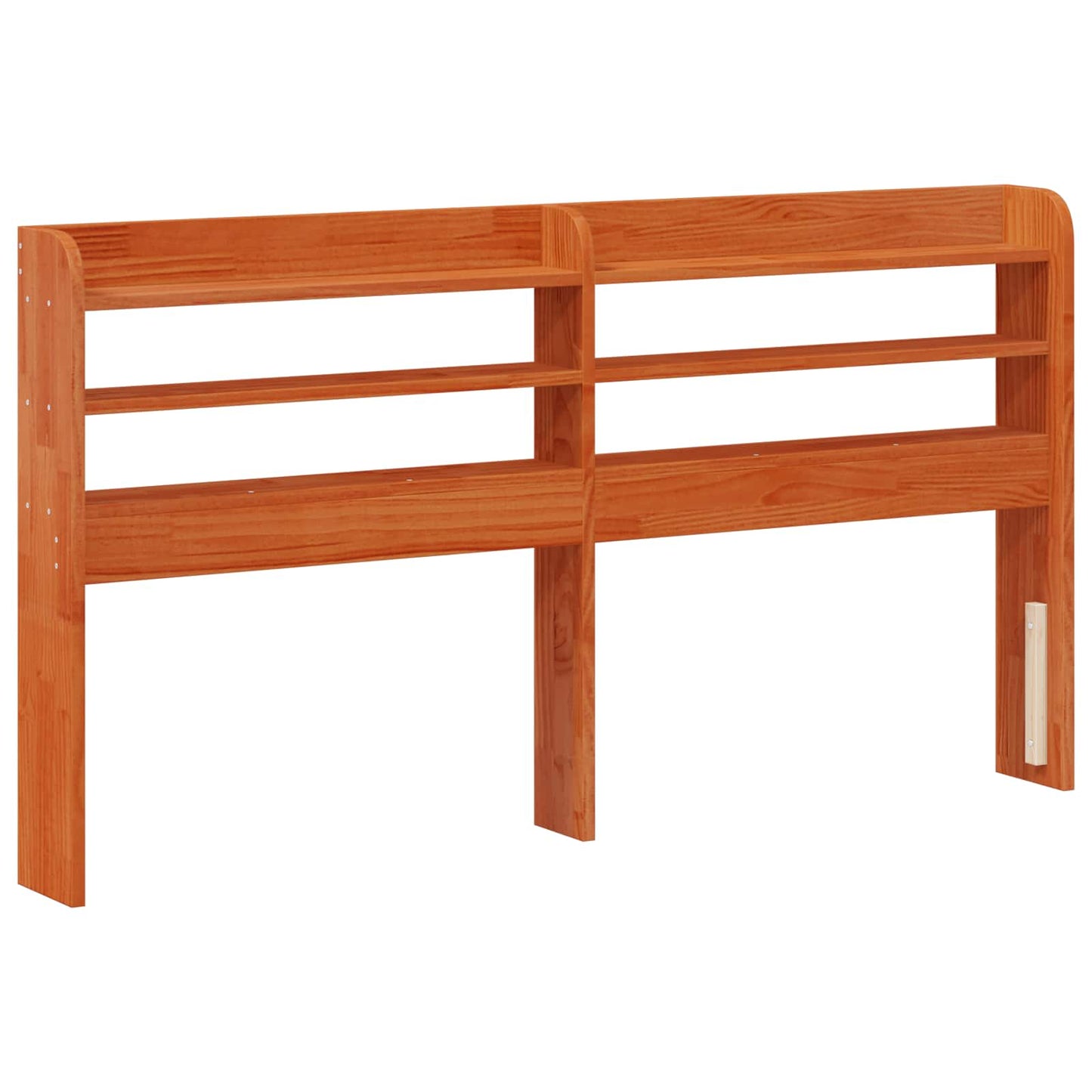 vidaXL Bed Frame with Headboard with Storage Wax Brown Solid Pine Wood