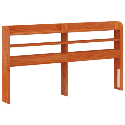 vidaXL Bed Frame with Headboard with Storage Wax Brown Solid Pine Wood