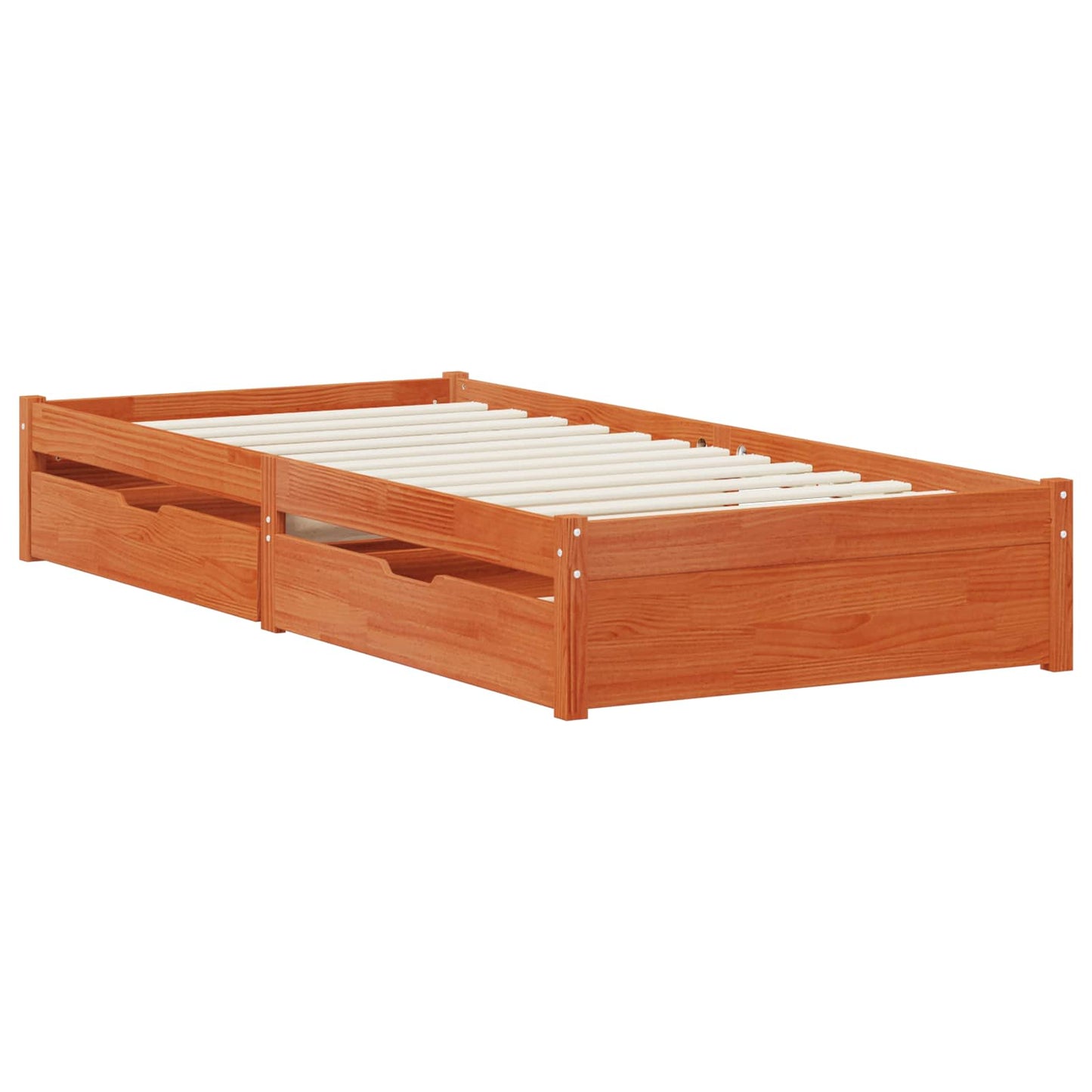 vidaXL Bed Frame with Drawer with Storage Wax Brown Solid Pine Wood