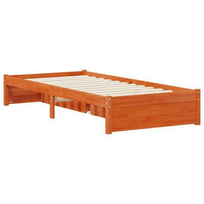 vidaXL Bed Frame with Drawer with Storage Wax Brown Solid Pine Wood