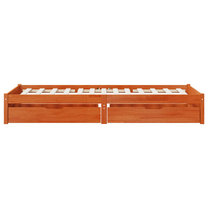 vidaXL Bed Frame with Drawer with Storage Wax Brown Solid Pine Wood