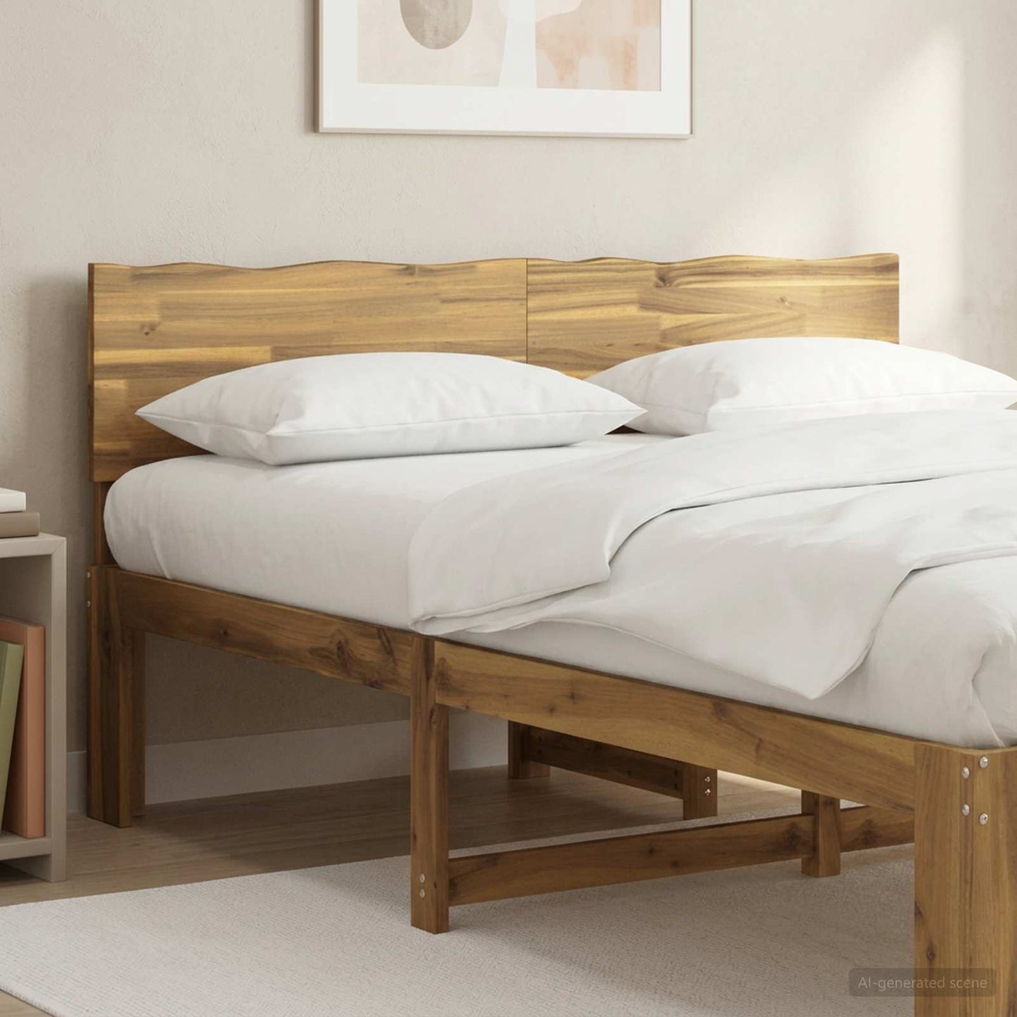 vidaXL Live Edge Headboard ROSTOCK White 120 cm Solid Acacia Wood