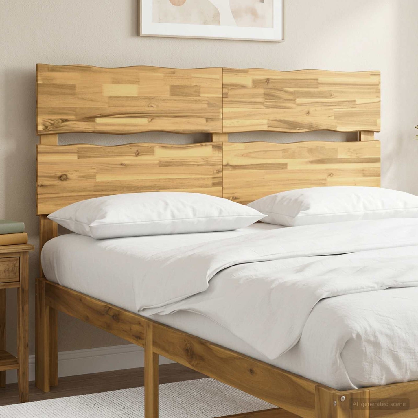 vidaXL Live Edge Headboard ROSTOCK White 160 cm Solid Acacia Wood