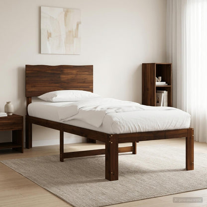 vidaXL Single Bed Frame with Headboard ROSTOCK Dark Brown 75 x 190 cm