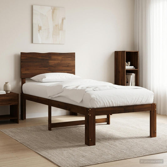 vidaXL Single Bed Frame with Headboard ROSTOCK Dark Brown 75 x 190 cm