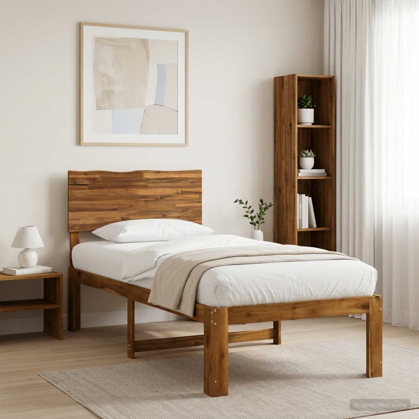vidaXL Single Bed Frame with Headboard ROSTOCK Natural 75 x 190 cm