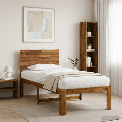 vidaXL Single Bed Frame with Headboard ROSTOCK Natural 75 x 190 cm