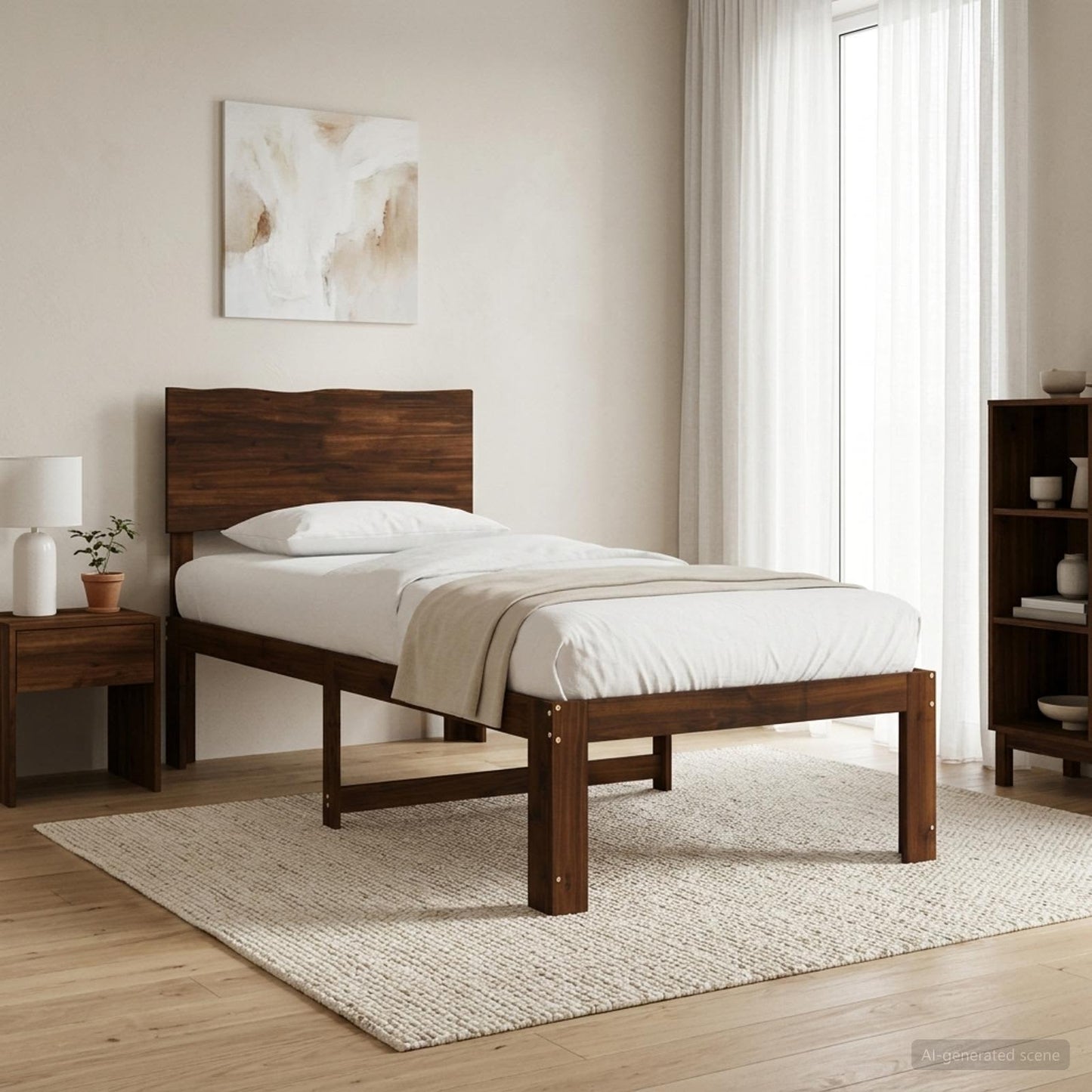 vidaXL Single Bed Frame with Headboard ROSTOCK Dark Brown 90 x 190 cm