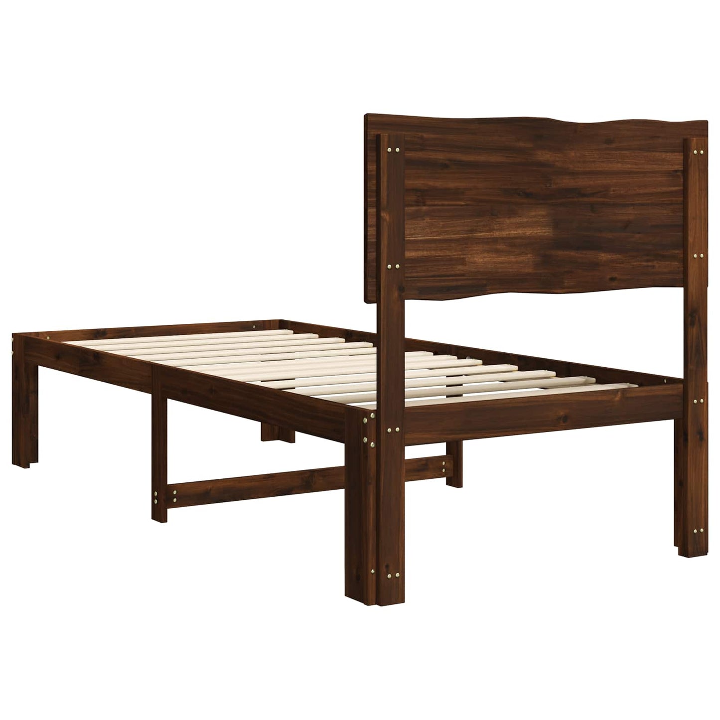 vidaXL Single Bed Frame with Headboard ROSTOCK Dark Brown 90 x 190 cm