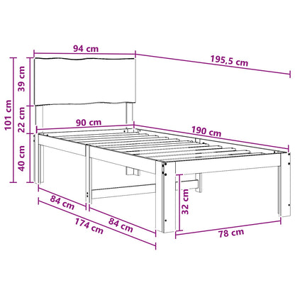 vidaXL Single Bed Frame with Headboard ROSTOCK Dark Brown 90 x 190 cm