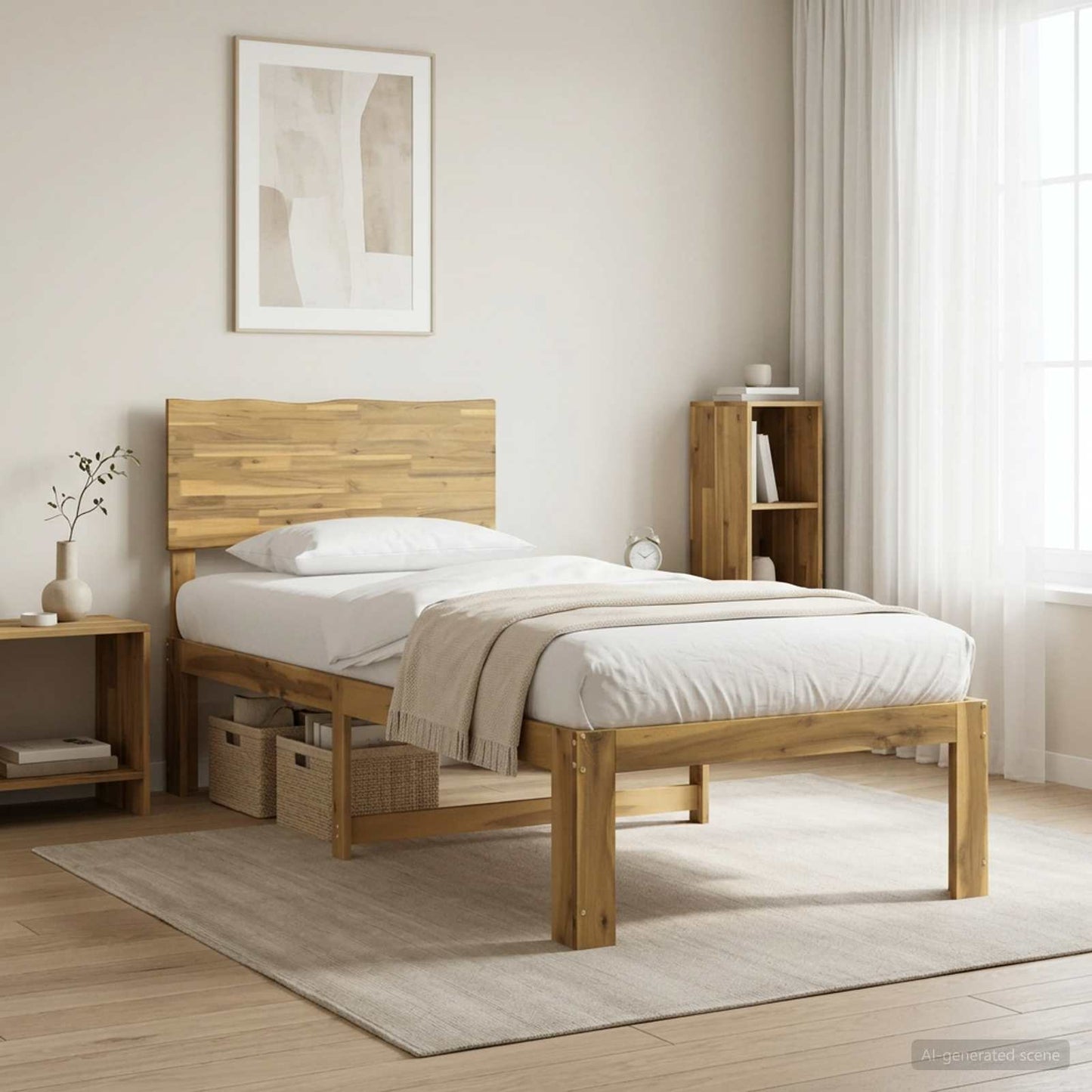 vidaXL Single Bed Frame with Headboard ROSTOCK White 90 x 190 cm