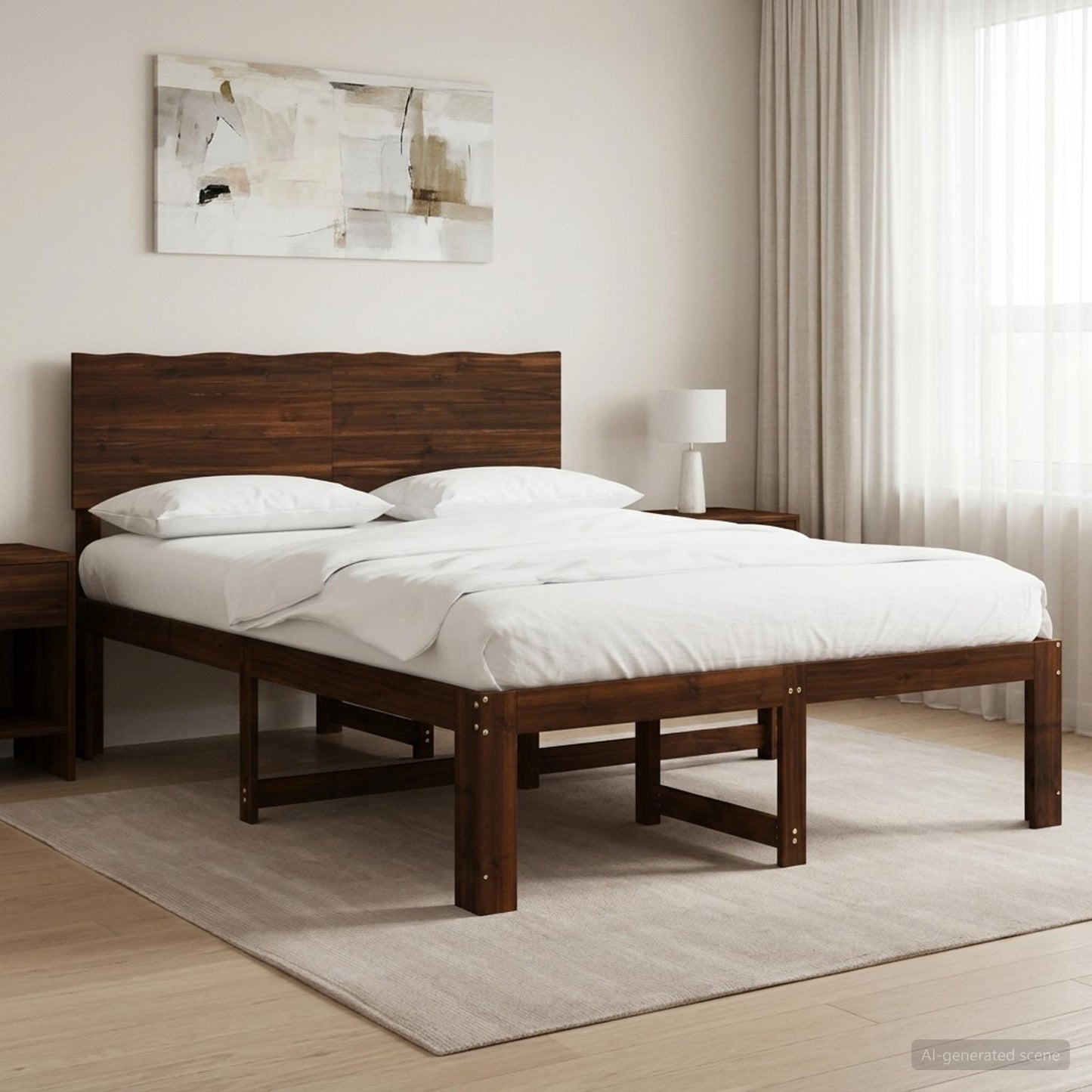 vidaXL Double Bed Frame with Headboard ROSTOCK Dark Brown 120 x 190 cm