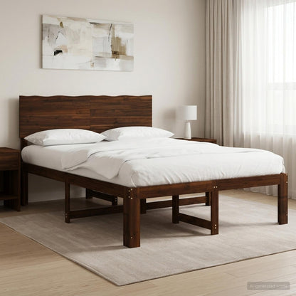 vidaXL Double Bed Frame with Headboard ROSTOCK Dark Brown 120 x 190 cm